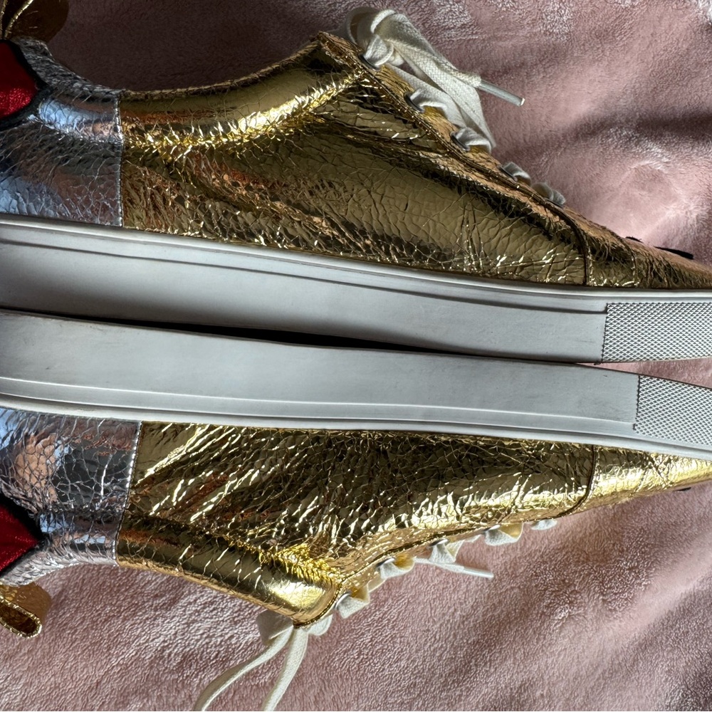 Kurt Geiger Metallic Gold and Silver Star Sneakers - Picture 4 of 7